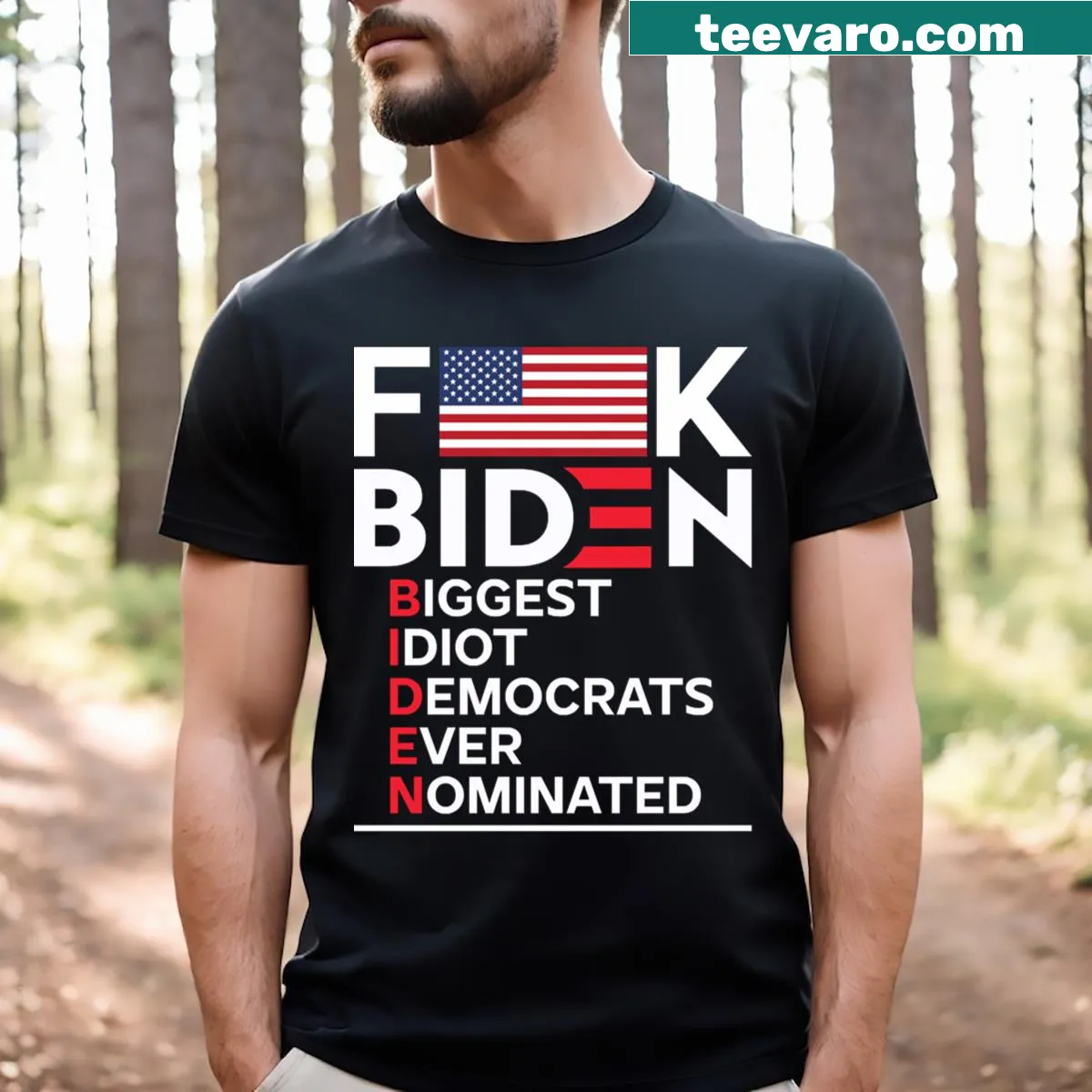 Bold political slogan t-shirt with humorous text — on a men's t-shirt