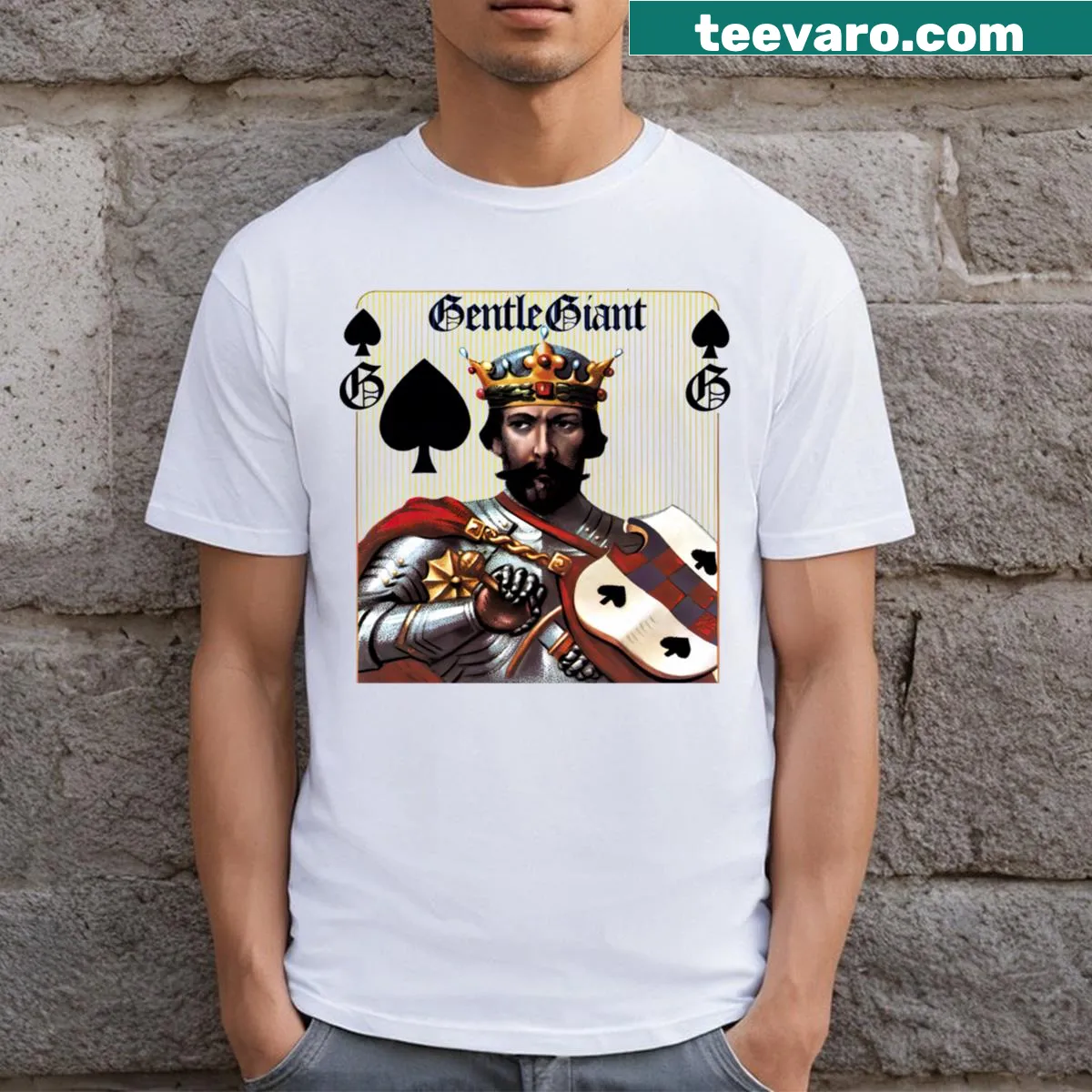 Bold typography Giant Power and Glory graphic t-shirt — on a men's t-shirt