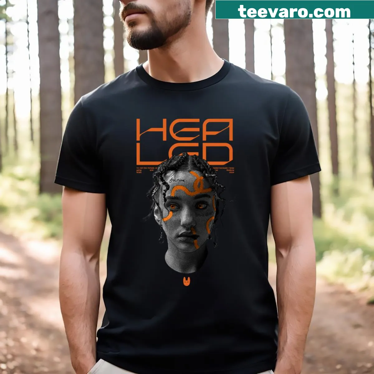 Inspirational Healed typography t-shirt — on a men's t-shirt