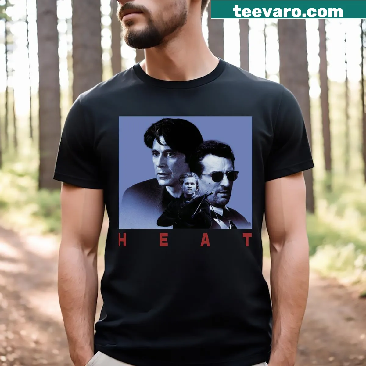 Character poster T-shirt inspired by the movie Heat. — on a men's t-shirt