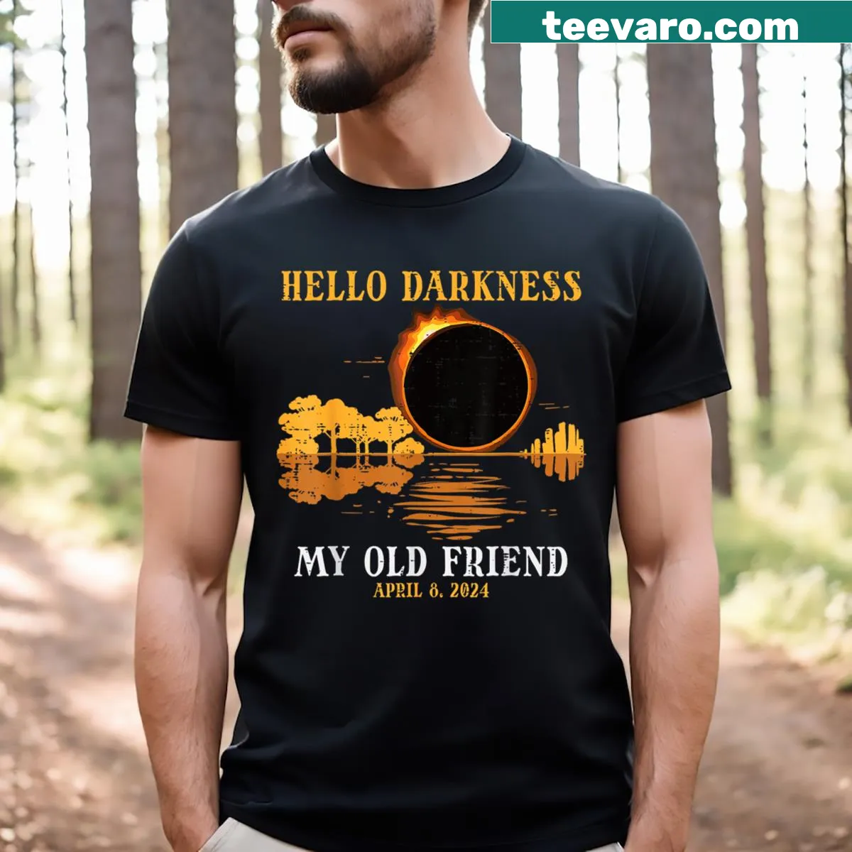 Musical-themed T-shirt featuring eclipse reference and nostalgic text — on a men's t-shirt