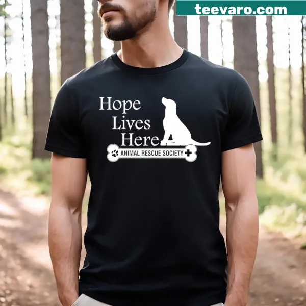 Inspirational typography t-shirt with the phrase 'Hope Lives Here'