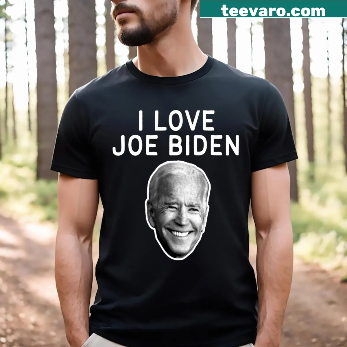 Essential t-shirt with text supporting Joe Biden — on a men's t-shirt