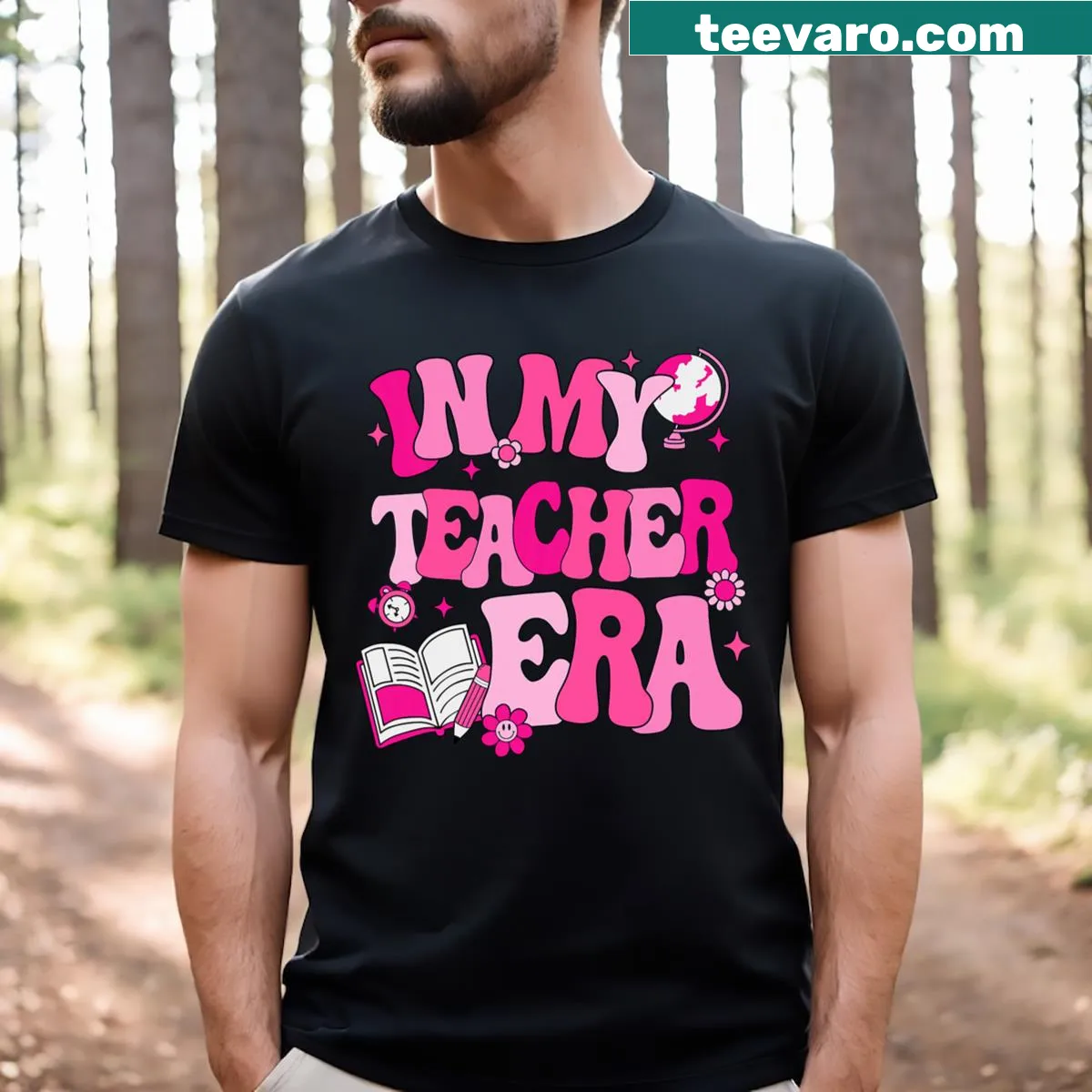T-shirt with the phrase 'In My Teacher Era' designed for educators — on a men's t-shirt