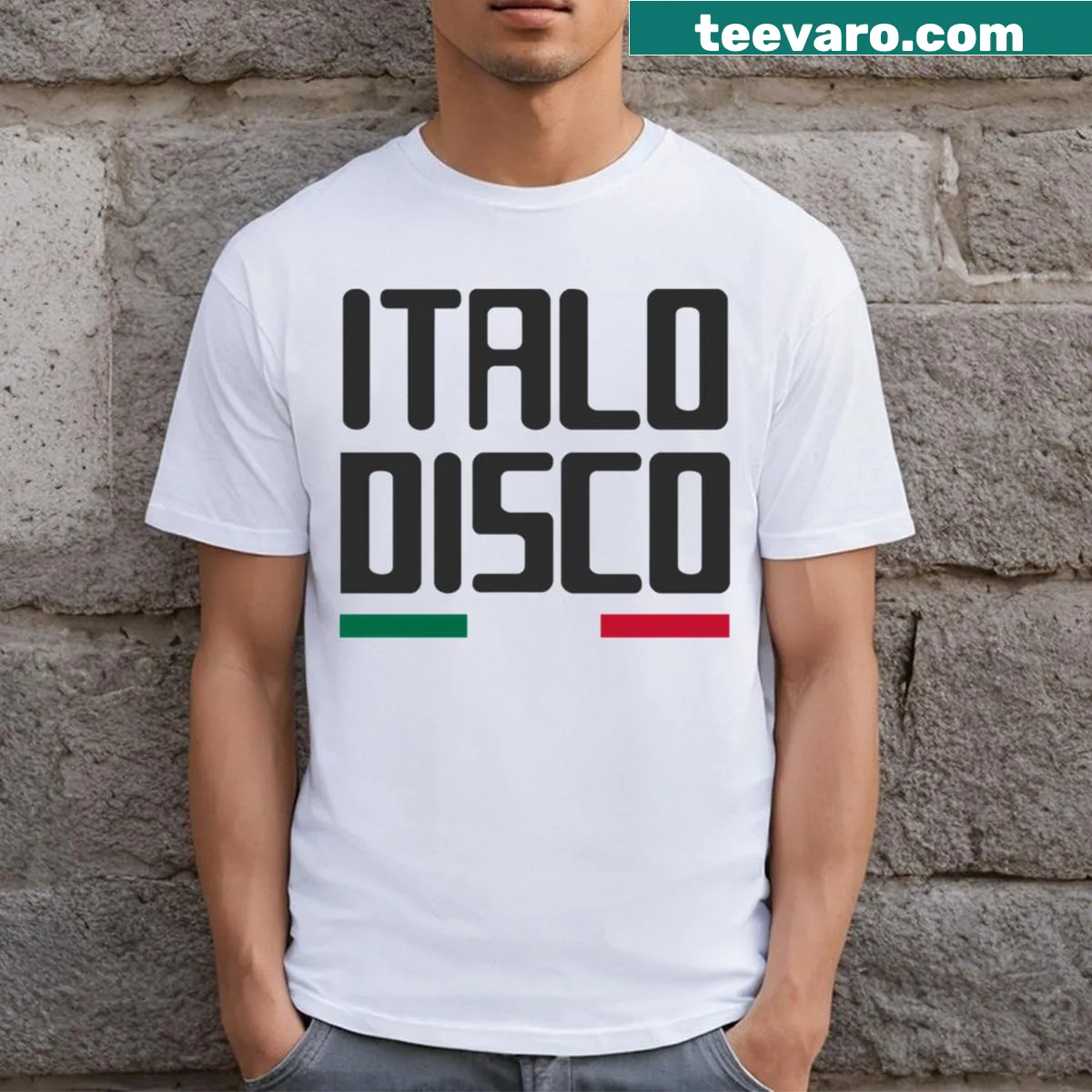 Italo Disco 80's music lover t-shirt with retro design — on a men's t-shirt