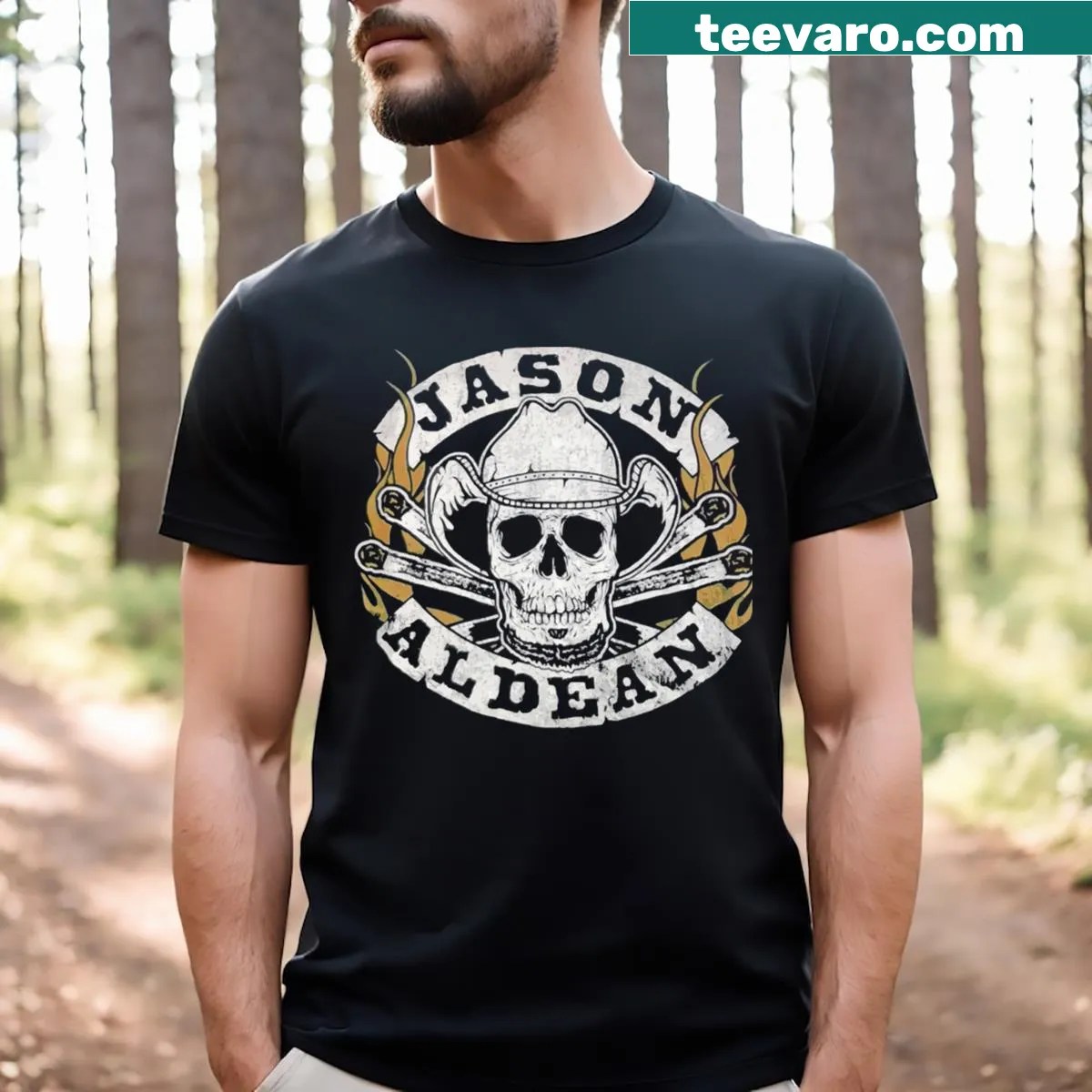Jason Aldean essential t-shirt featuring his logo — on a men's t-shirt