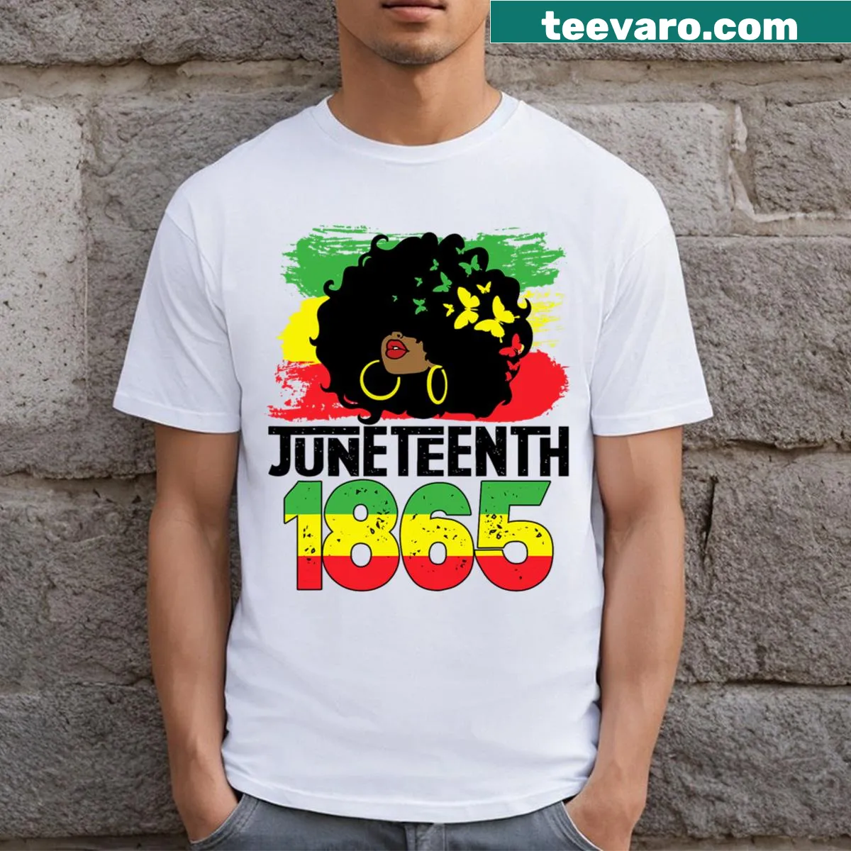 Juneteenth Independence Day T-shirt with strong text — on a men's t-shirt
