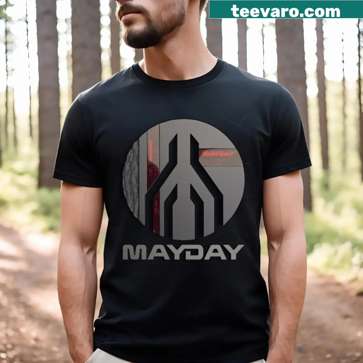 Playful Mayday 2024 graphic t-shirt — on a men's t-shirt