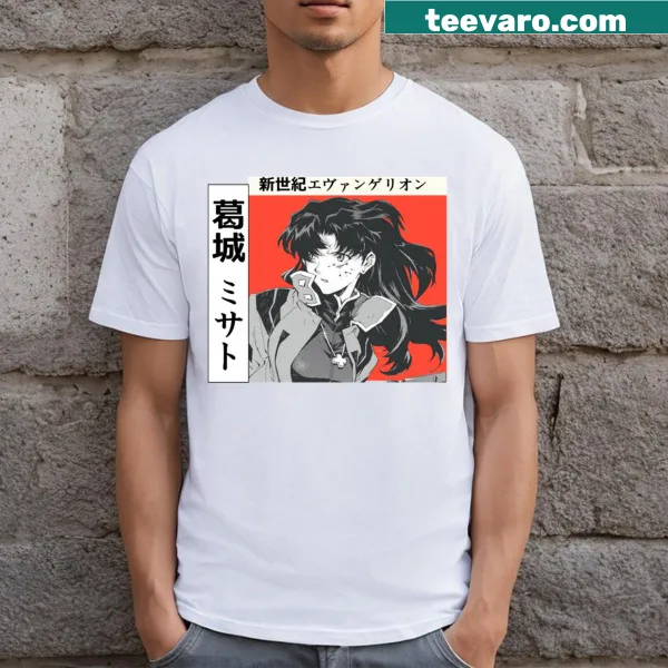 Anime-inspired T-shirt featuring Misato Katsuragi for fans