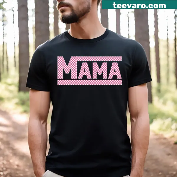 Checkered design t-shirt featuring 'Best Mom Ever' text for mothers.