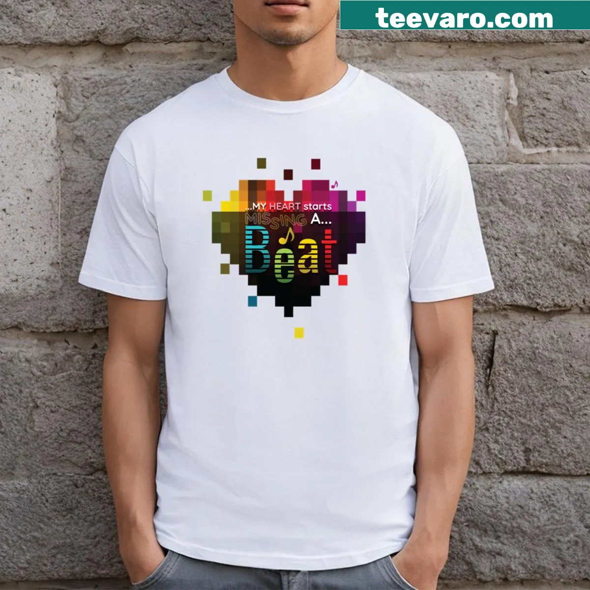 T-shirt featuring design inspired by Pet Shop Boys music — on a men's t-shirt