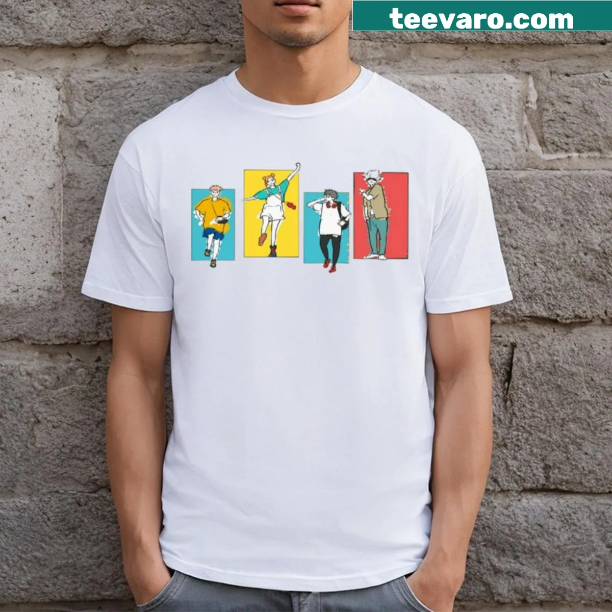 Anime T-shirt featuring characters Gojo Satoru and Itadori Yuuji — on a men's t-shirt