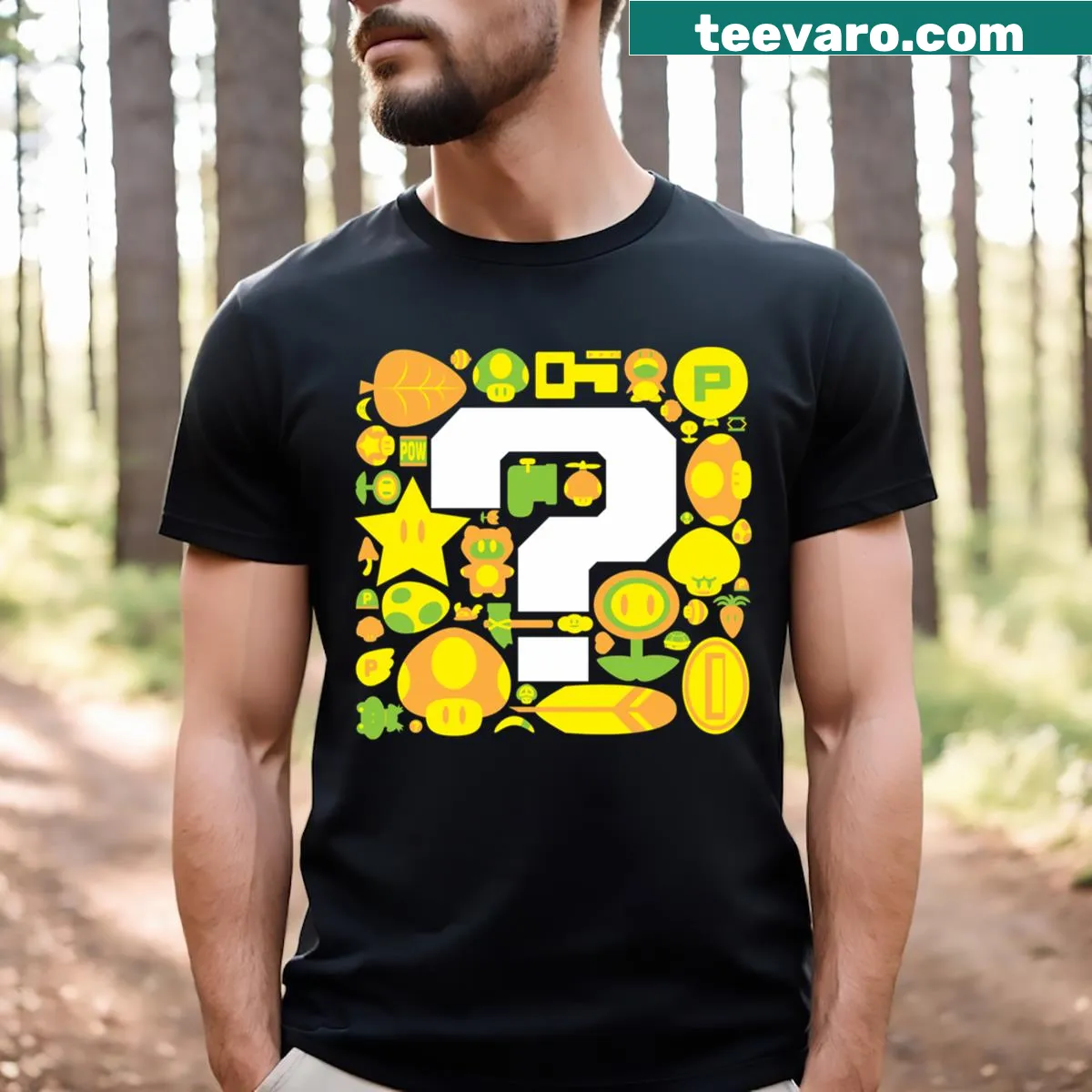 Power Up! T-shirt with bold motivational text — on a men's t-shirt