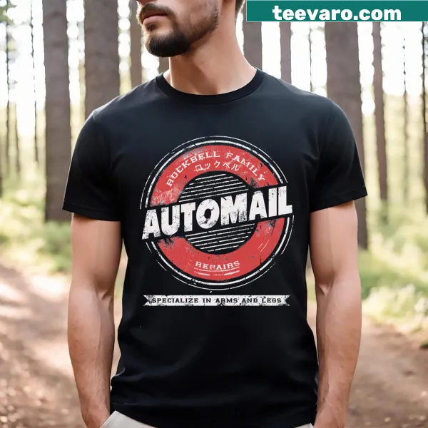 T-shirt featuring Rockbell Automail design from fantasy genre