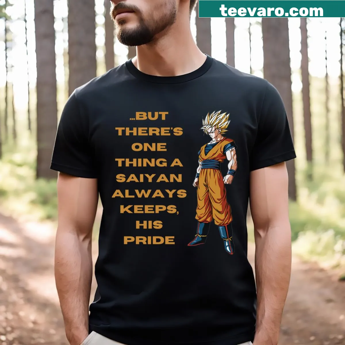 Saiyan Pride T-shirt showcasing the Saiyan insignia in bold design — on a men's t-shirt