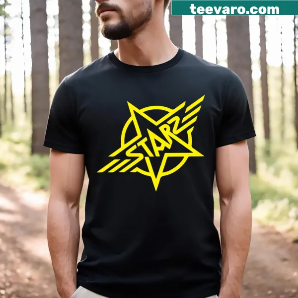 T-shirt featuring whimsical star-themed illustrations