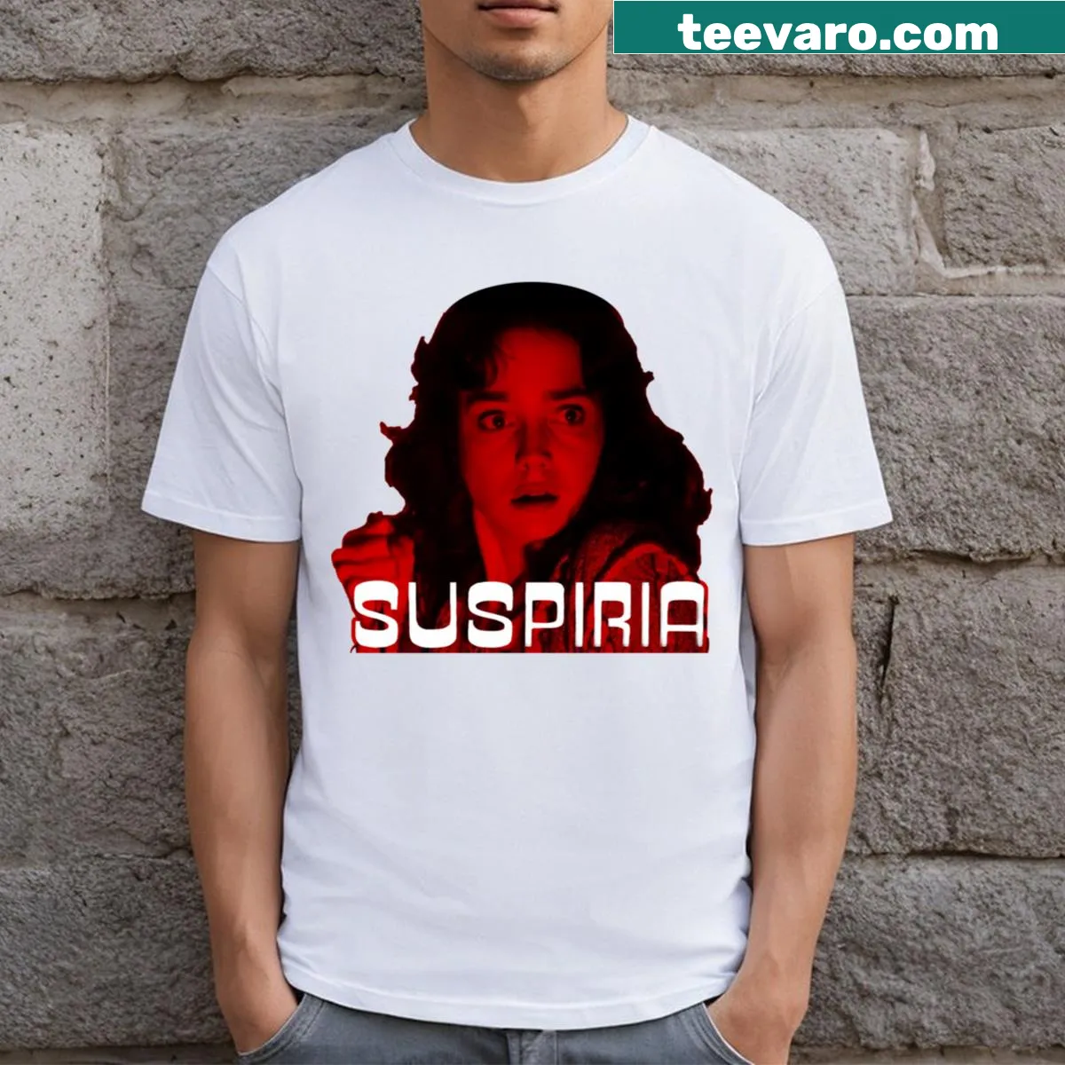 Vintage-style tee featuring a graphic inspired by Suspiria — on a men's t-shirt