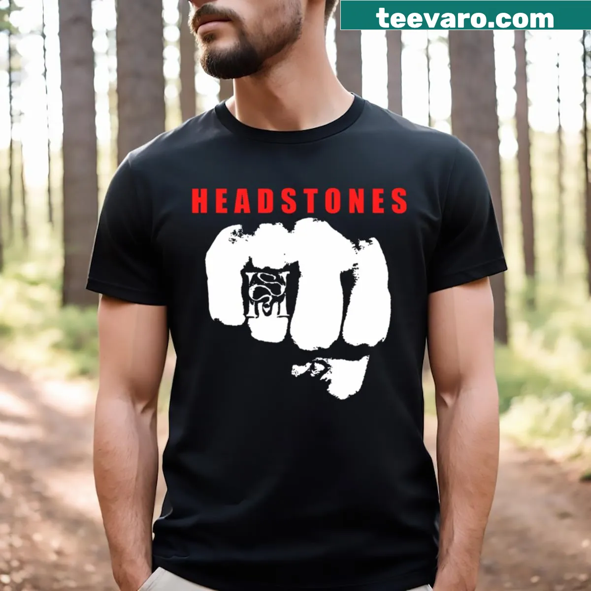Artistic representation of The Headstones on a T-shirt — on a men's t-shirt