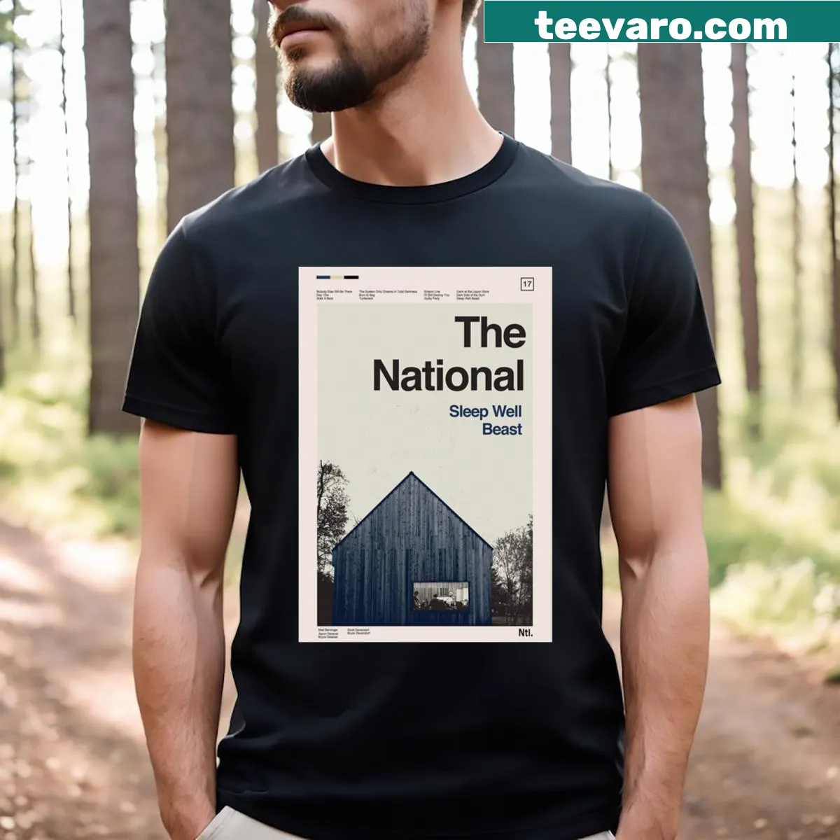 Artistic t-shirt inspired by The National's 'Sleep Well Beast' album — on a men's t-shirt