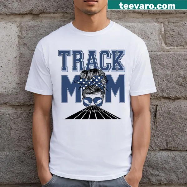 Track Mom t-shirt with illustration celebrating supportive mothers.