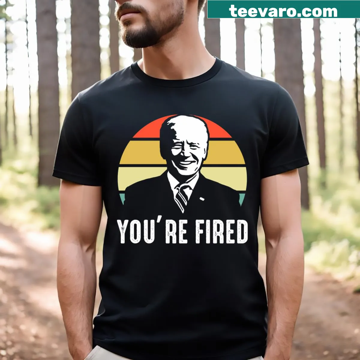 Humorous political T-shirt with phrases about Trump and Biden — on a men's t-shirt