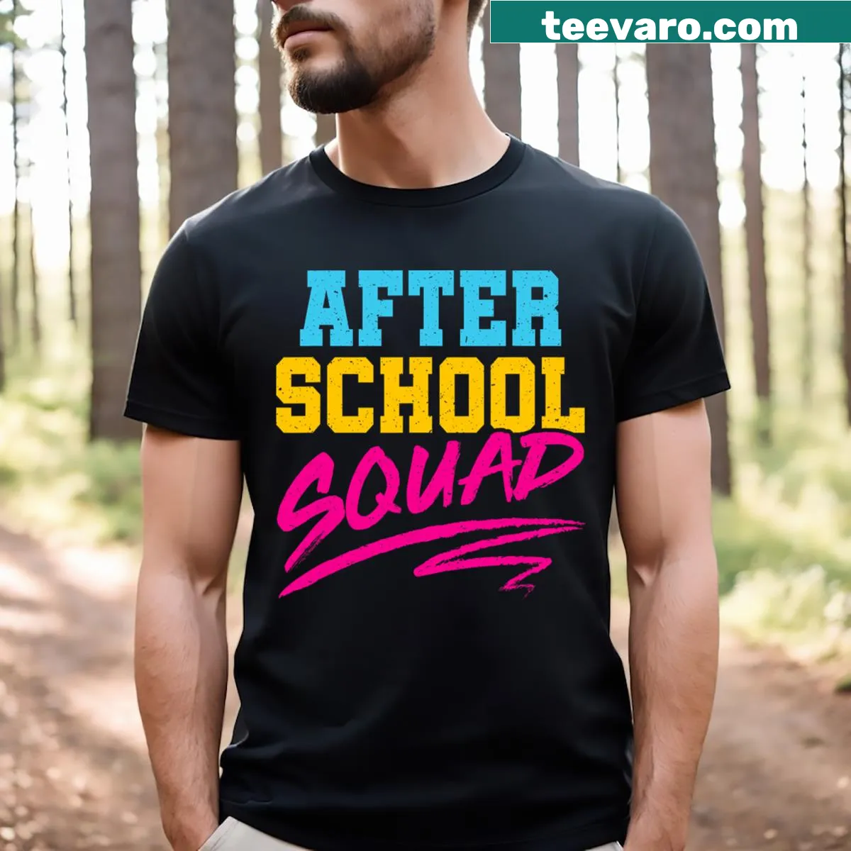 T-shirt honoring afterschool staff with the phrase 'Afterschool Staff' — on a men's t-shirt