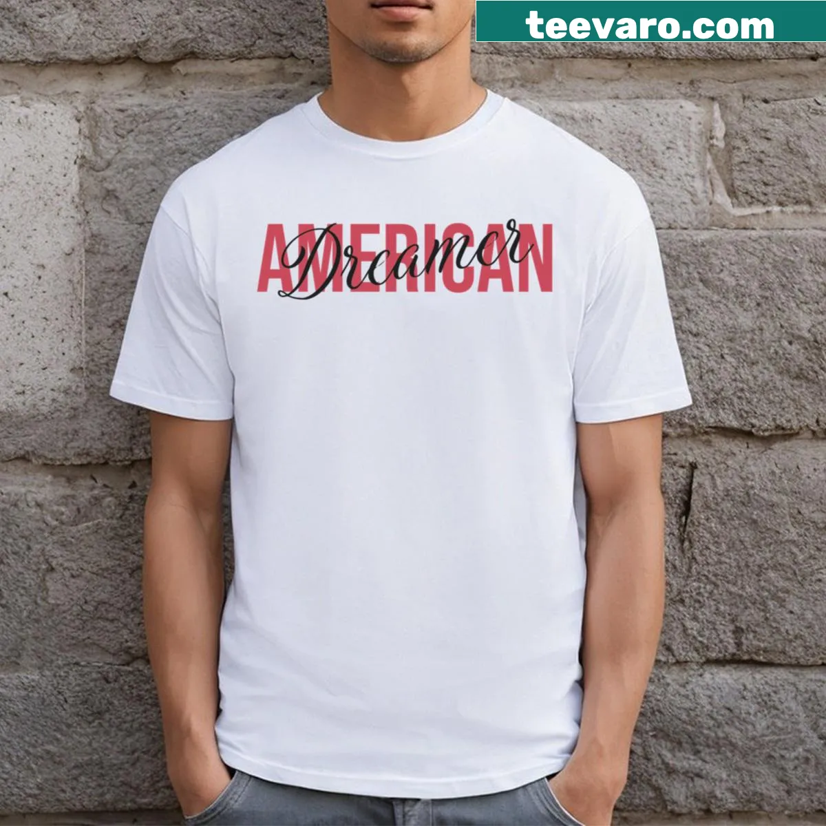 Inspirational American Dreamer t-shirt design — on a men's t-shirt