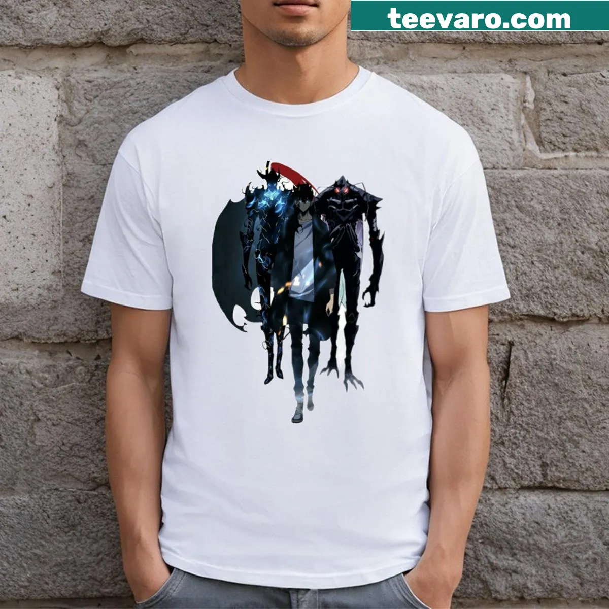 Anime character leveling up graphic on an essential T-shirt — on a men's t-shirt