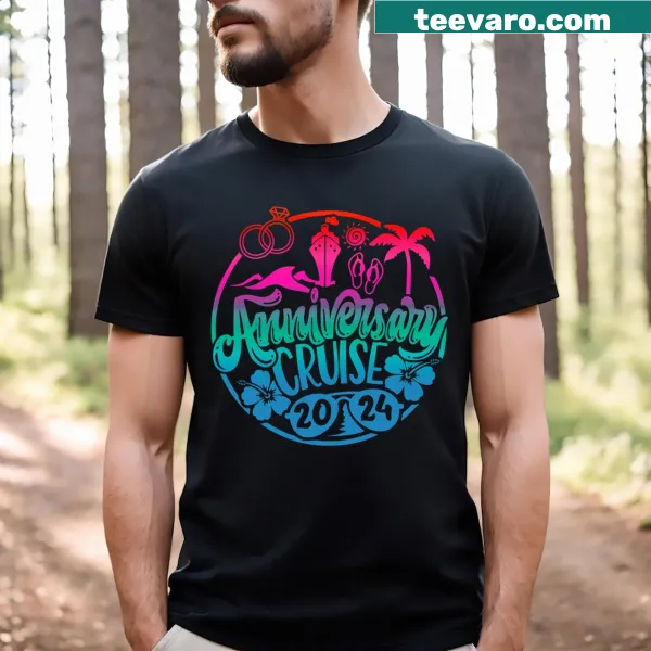 T-shirt celebrating 2024 anniversary cruise with playful typography