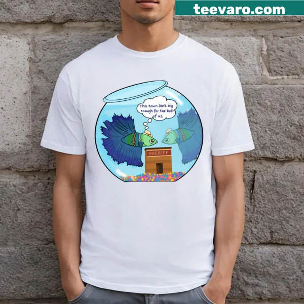 Whimsical betta fish cowboy graphic T-shirt.