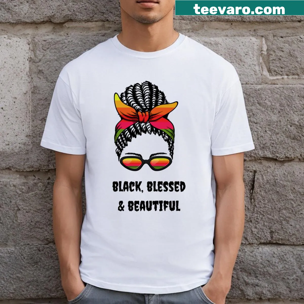 Inspirational text celebrating beauty and strength — on a men's t-shirt