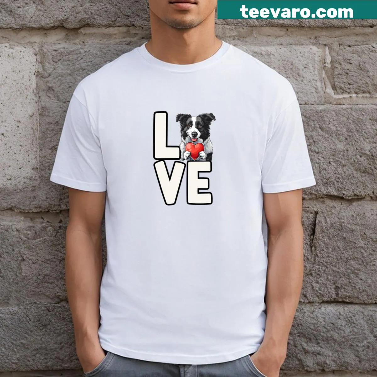 Illustration of a Border Collie on a T-shirt — on a men's t-shirt