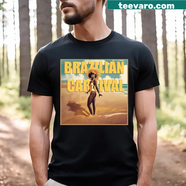 Playful dancer illustration celebrating Brazilian carnival on a T-shirt