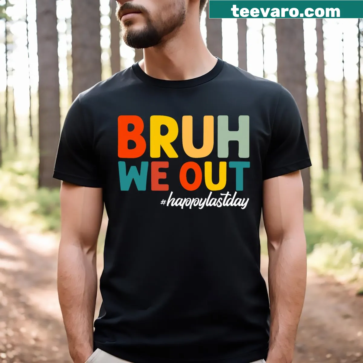 Last day of school teacher t-shirt with fun summer text — on a men's t-shirt