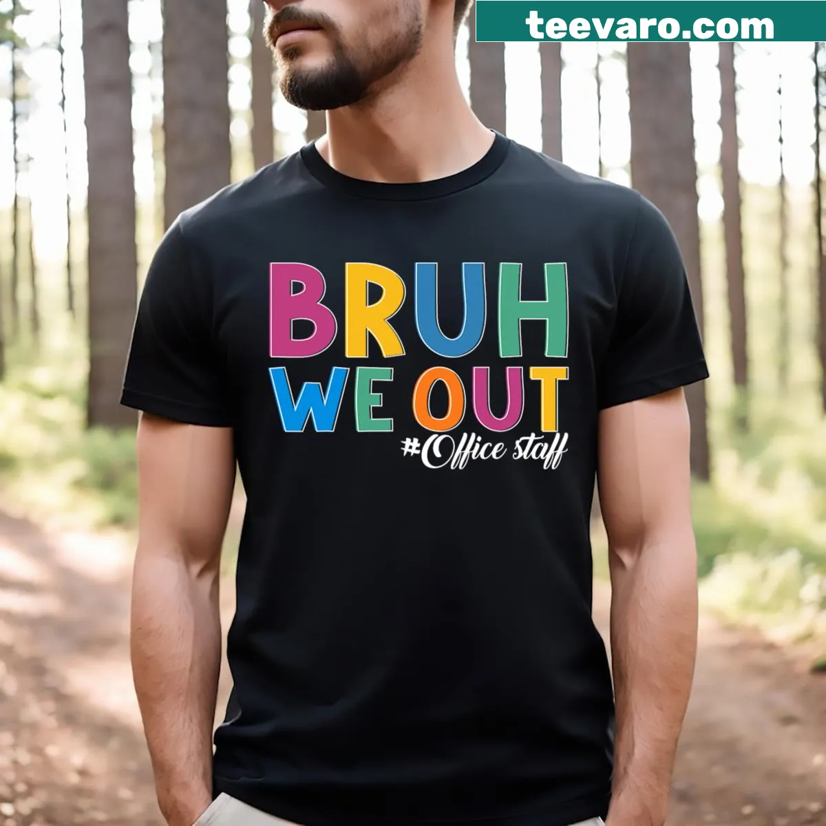 T-shirt celebrating office staff on the last day of school — on a men's t-shirt