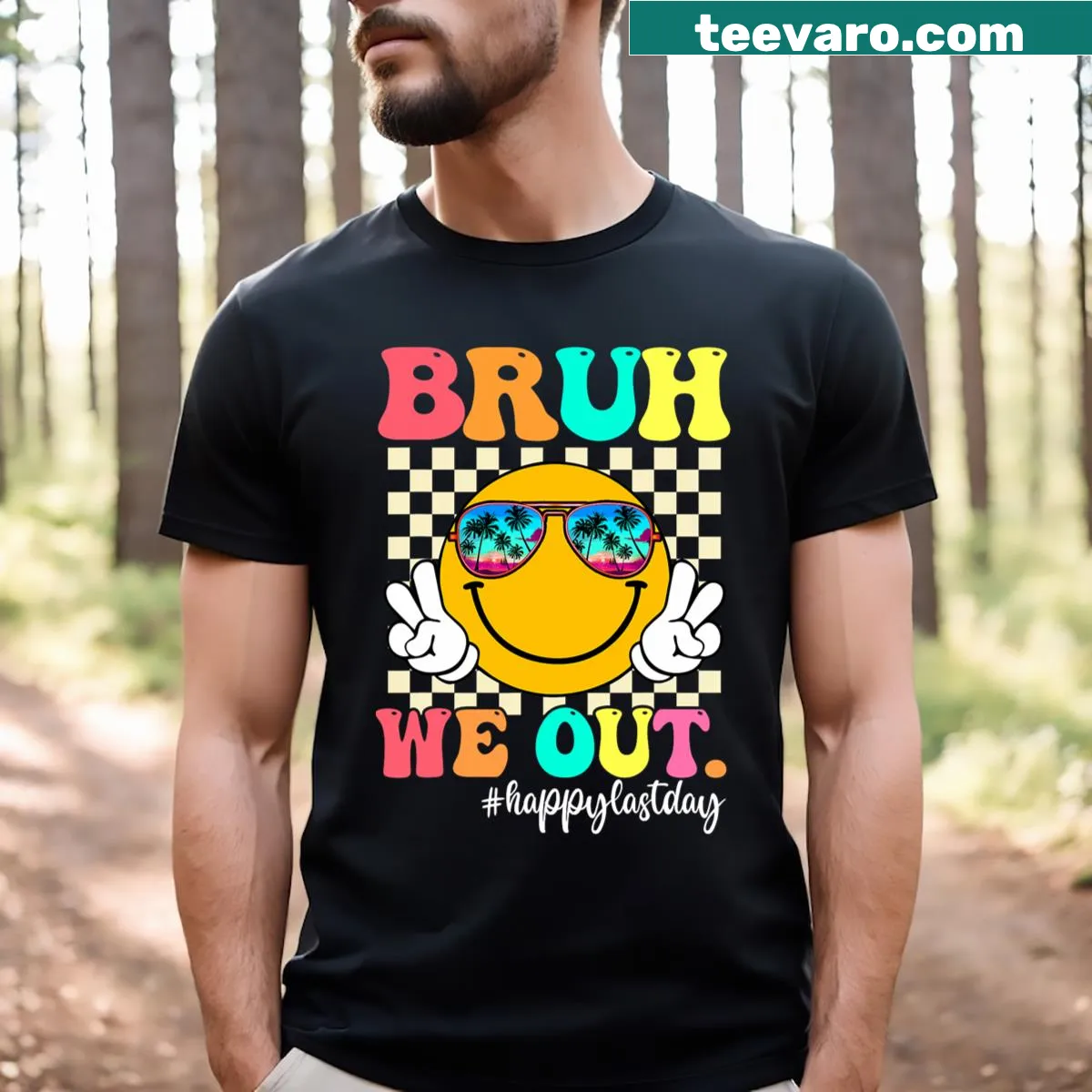 Retro last day of school teacher t-shirt with fun text — on a men's t-shirt