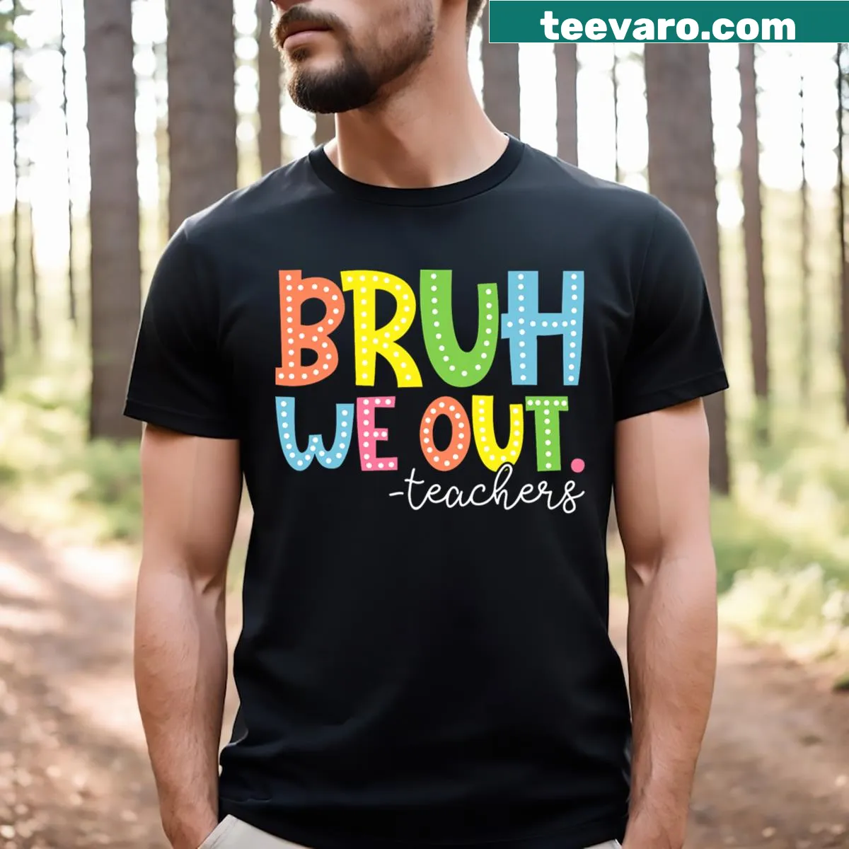 Funny end-of-year teacher T-shirt with summer text — on a men's t-shirt