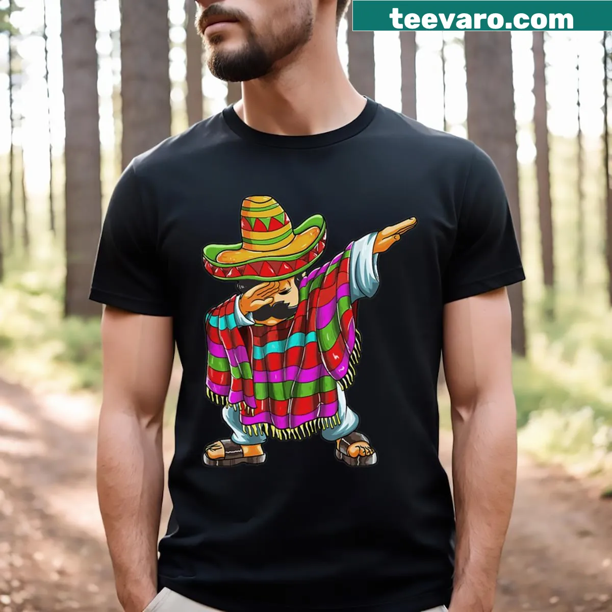Fiesta Cinco De Mayo T-shirt with festive design — on a men's t-shirt