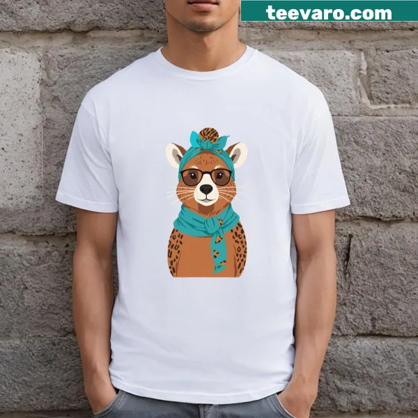 Adorable capybara mother illustration on a T-shirt design, capturing the spirit of motherhood.