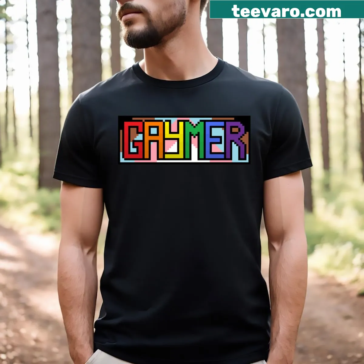 Funny typography t-shirt for the gay gaming community — on a men's t-shirt