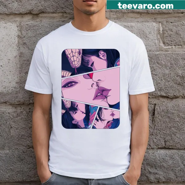 Illustration of a geisha and dragon in water on a t-shirt