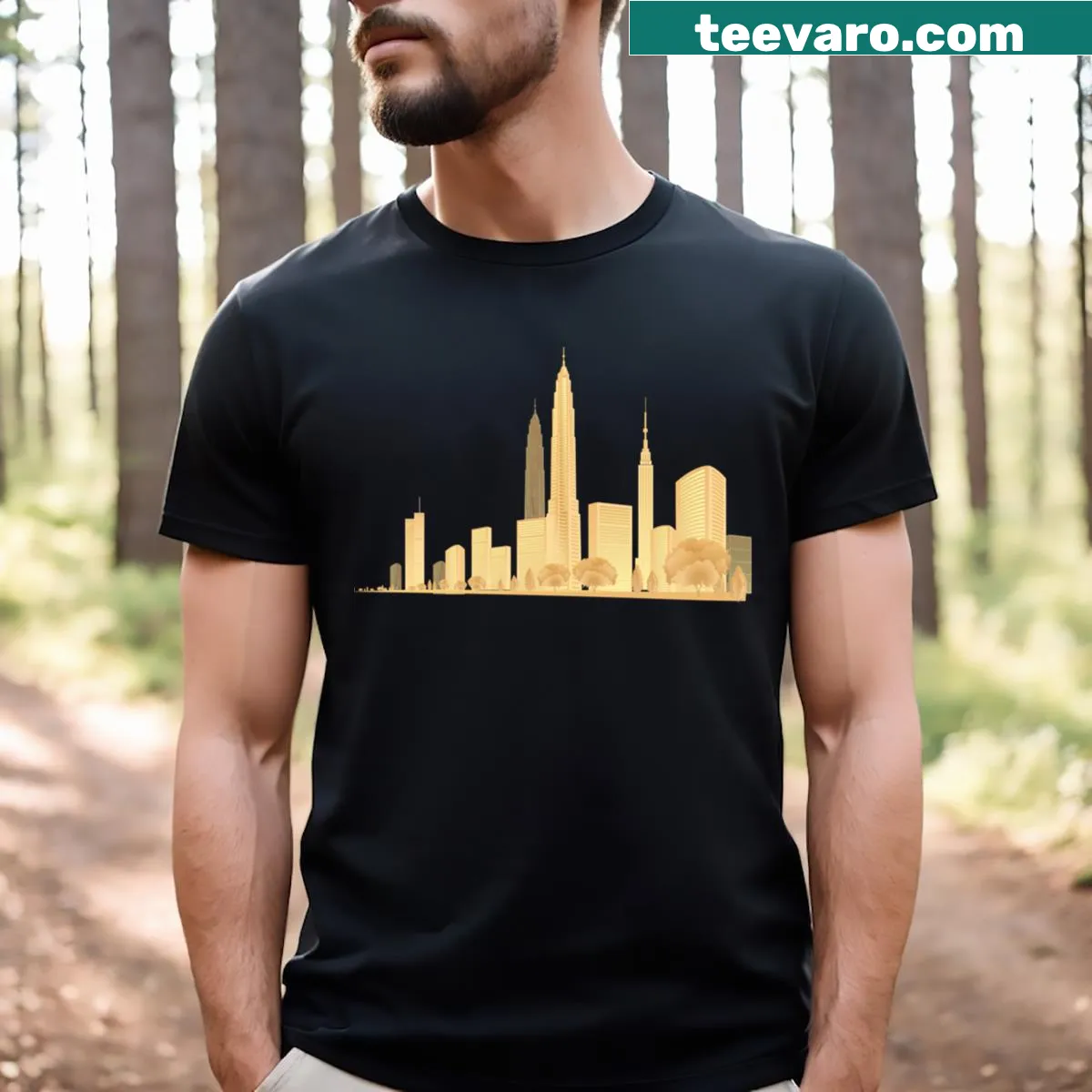 Charming illustration of Gold City on a T-shirt — on a men's t-shirt