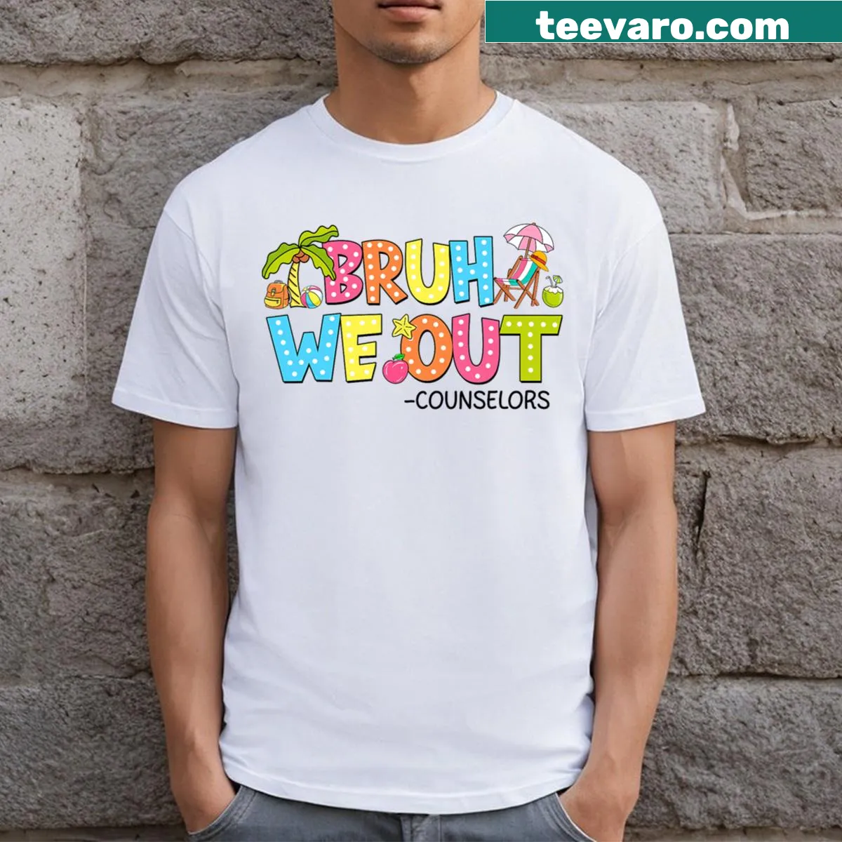 Playful T-shirt with 'Groovy Bruh' graphic for students — on a men's t-shirt