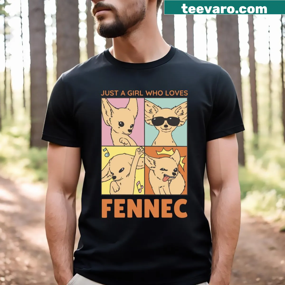 Vintage retro T-shirt featuring a fennec fox and text — on a men's t-shirt
