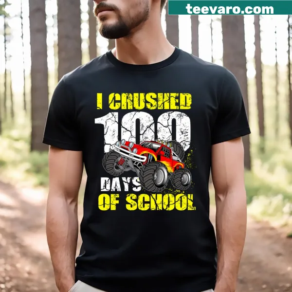 Kids t-shirt with bold text celebrating 100 days of school