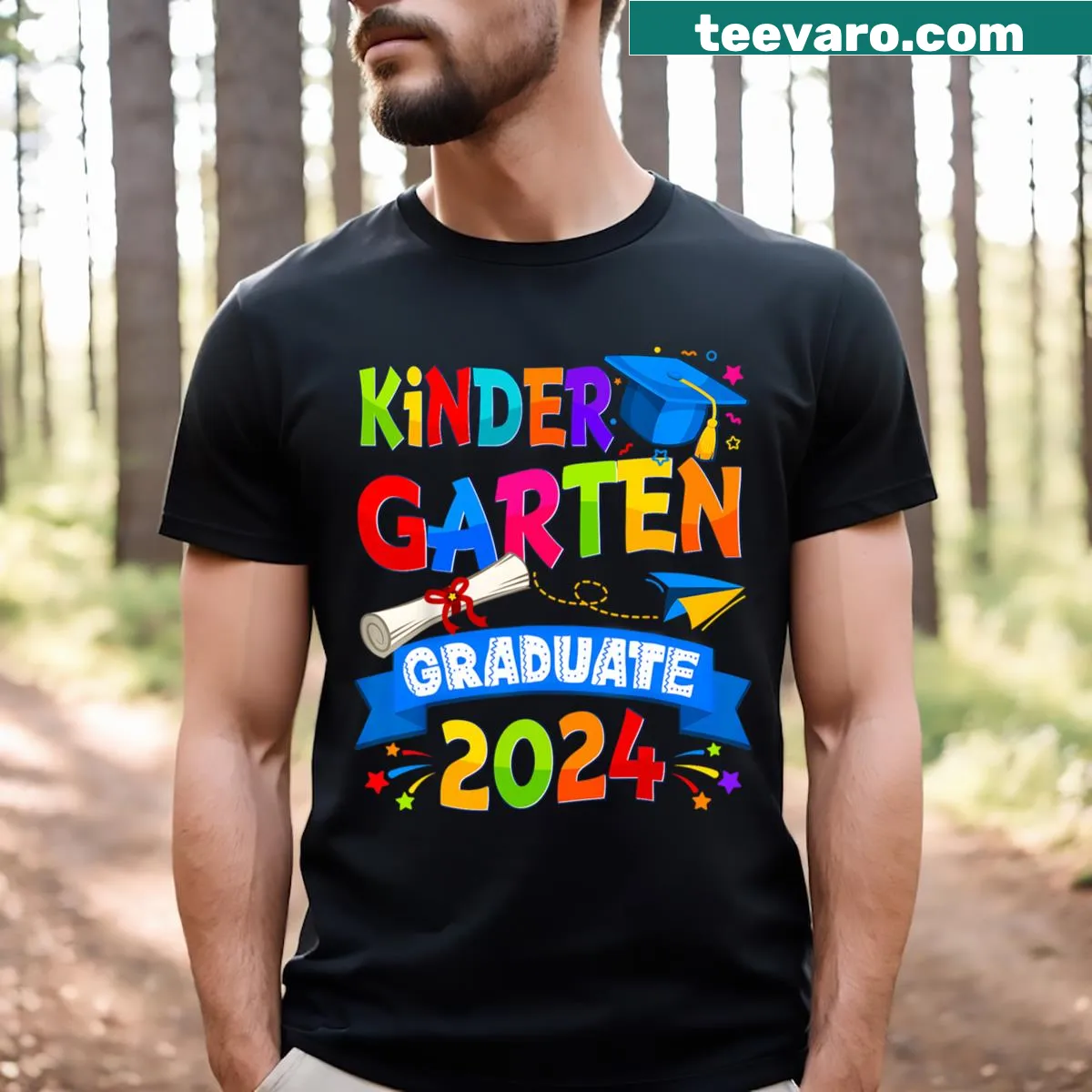 Kids graduation t-shirt for Pre K Class of 2024 — on a men's t-shirt
