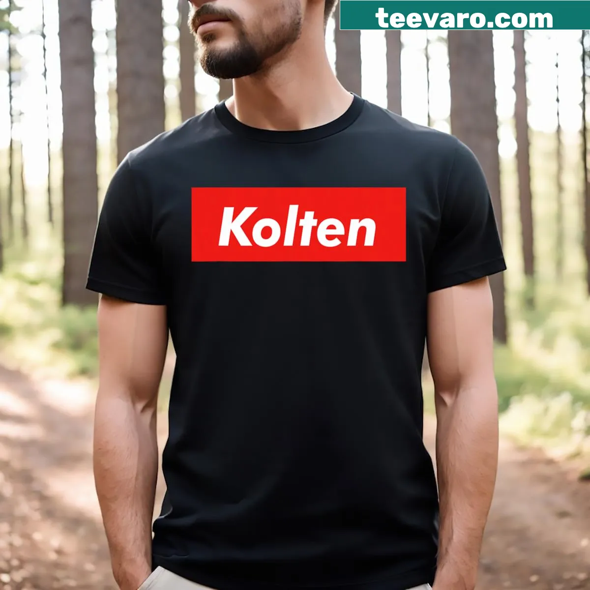 Personalized T-shirt featuring the name Kolten — on a men's t-shirt