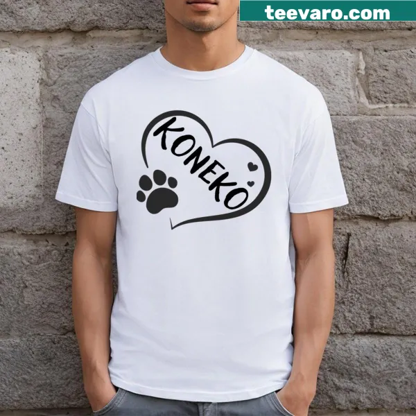Heart graphic with the name Koneko and a paw print design