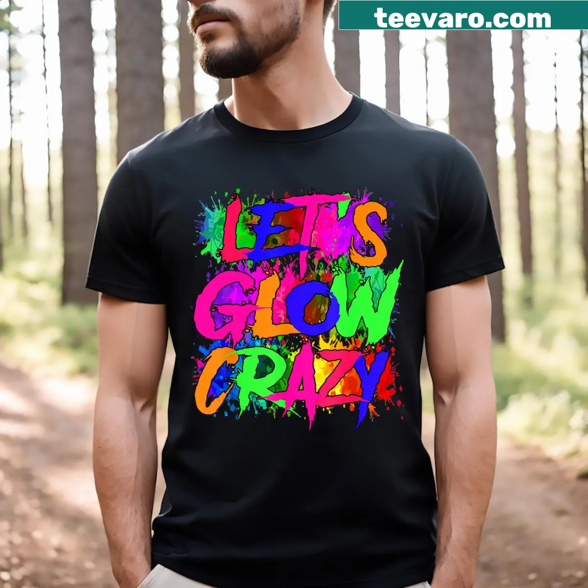 Colorful tie dye T-shirt with a playful retro design — on a men's t-shirt