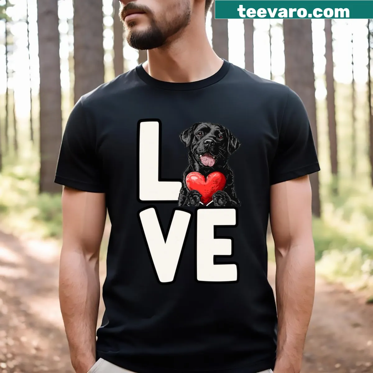 T-shirt showcasing love for Black Labrador Retrievers. — on a men's t-shirt